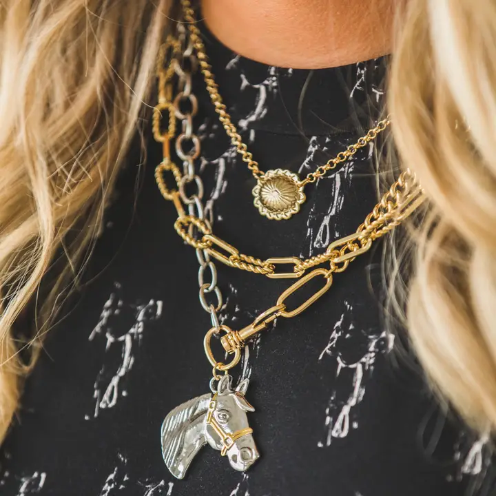 Women's West & Co 15" 18K Gold Plated Dainty Concho Necklace WC-N24G - Image 3
