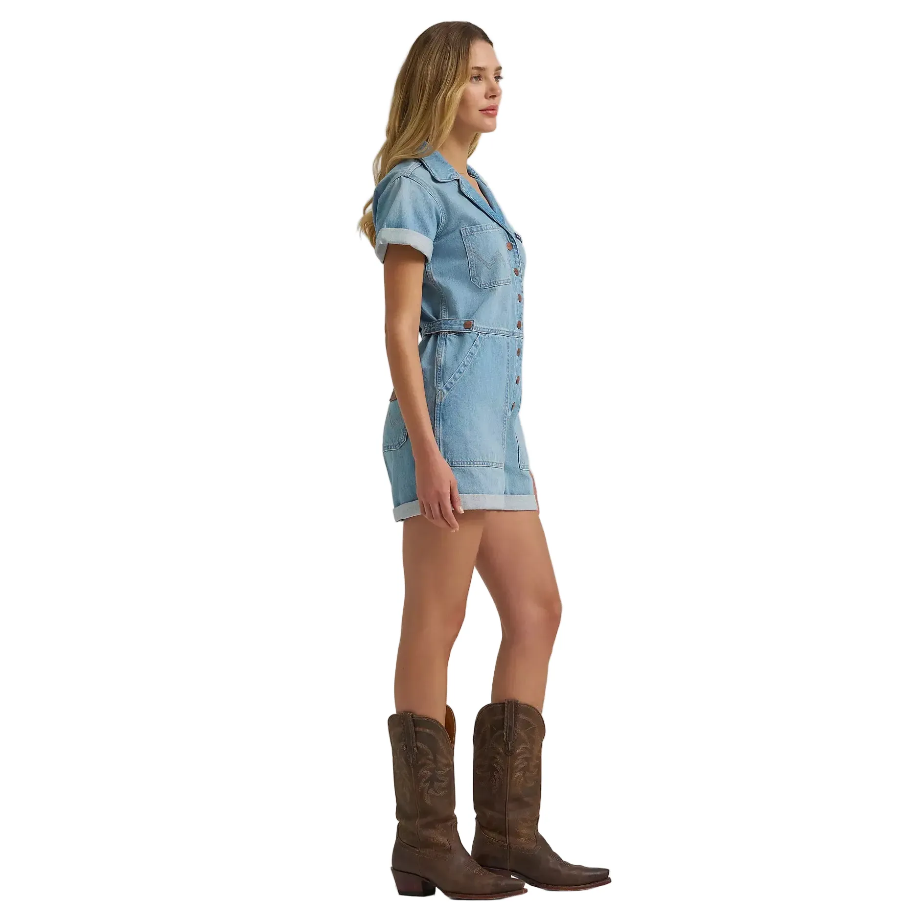 Women's Wrangler Denim Snap Utility Romper 112379510 - Image 4