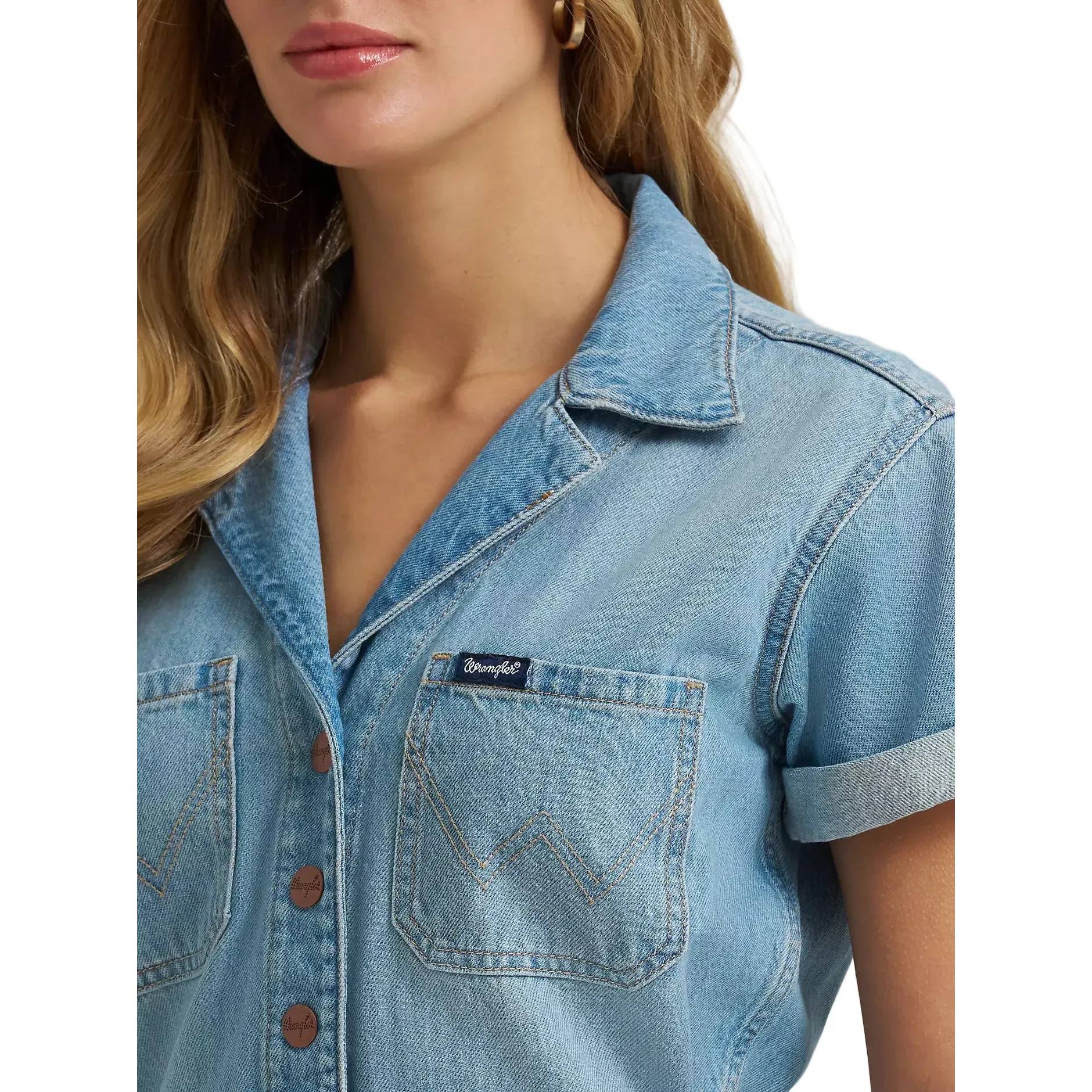 Women's Wrangler Denim Snap Utility Romper 112379510 - Image 7