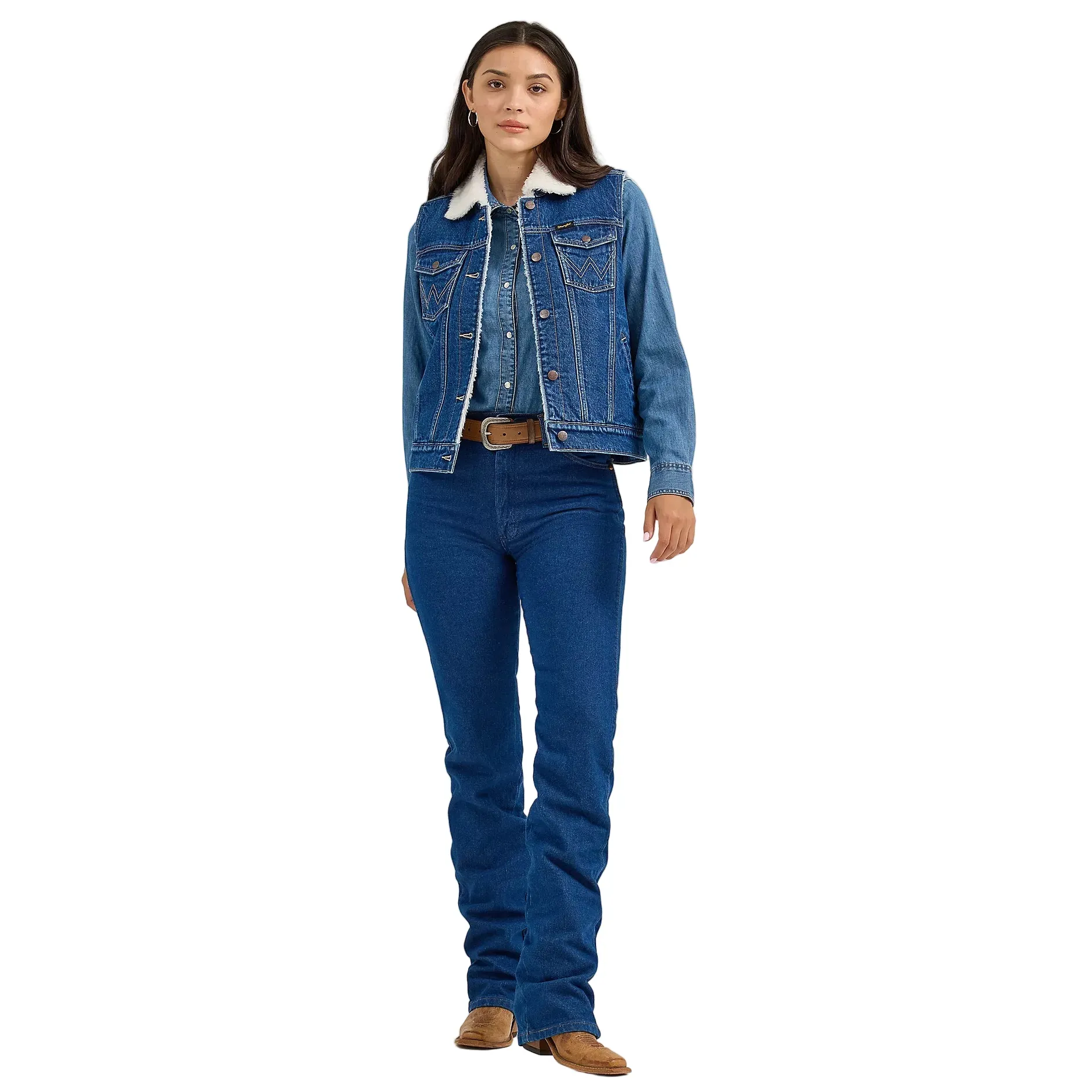 Women's Wrangler Sherpa Lined Denim Vest 112368298 - Image 2