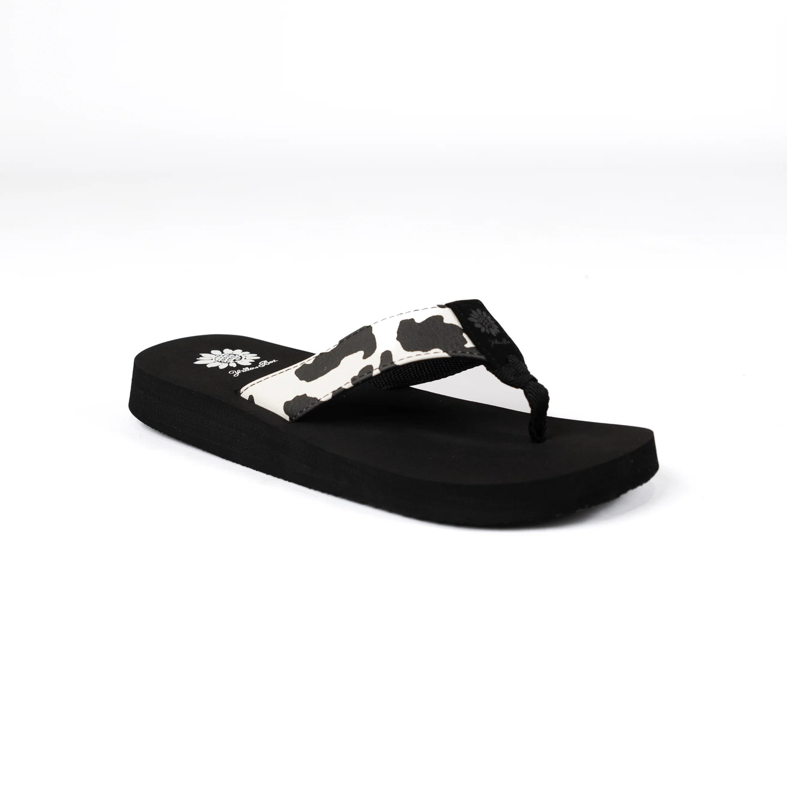 Women's Yellow Box Flexter White and Black Flip Flops 66356-W/B - Image 2