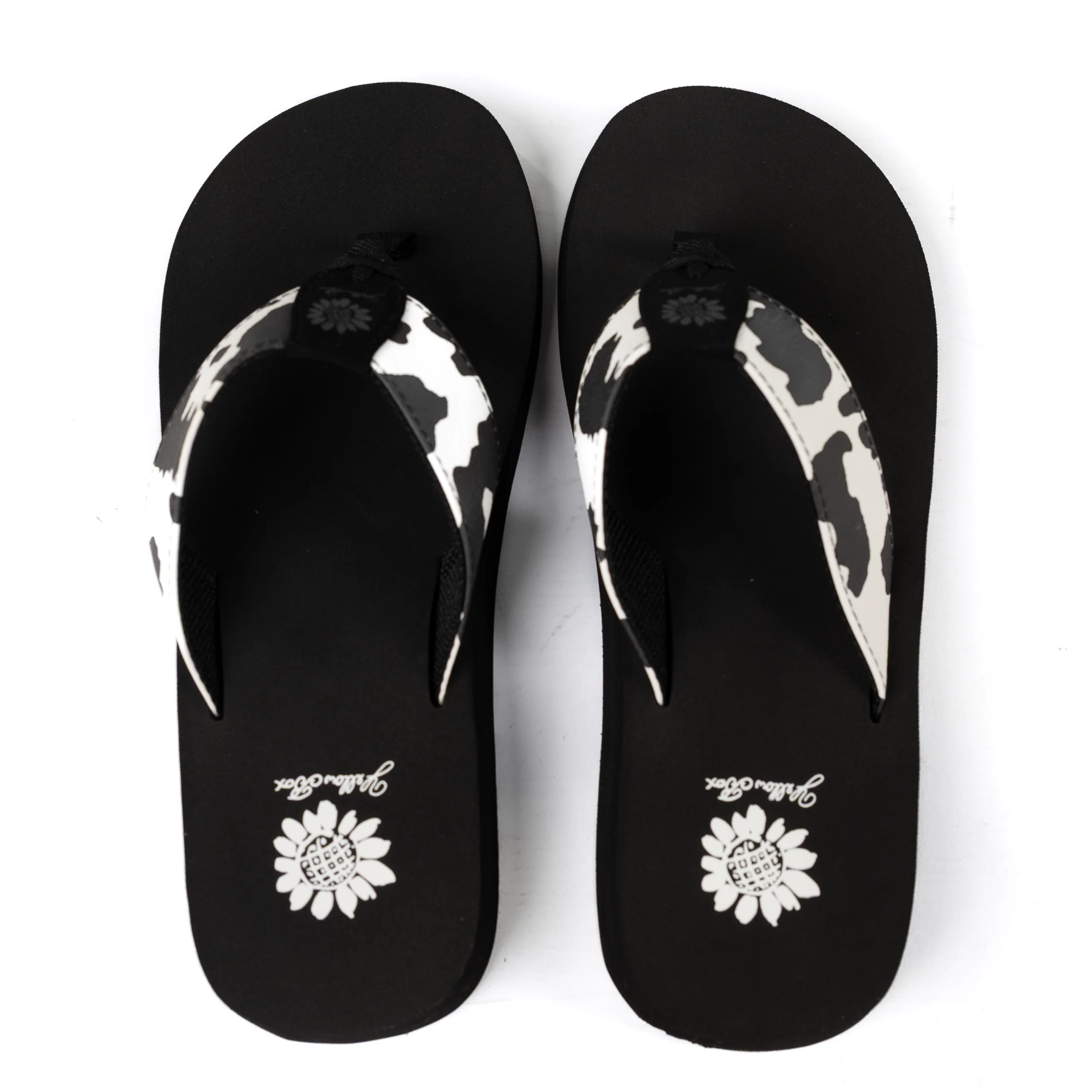 Women's Yellow Box Flexter White and Black Flip Flops 66356-W/B - Image 4