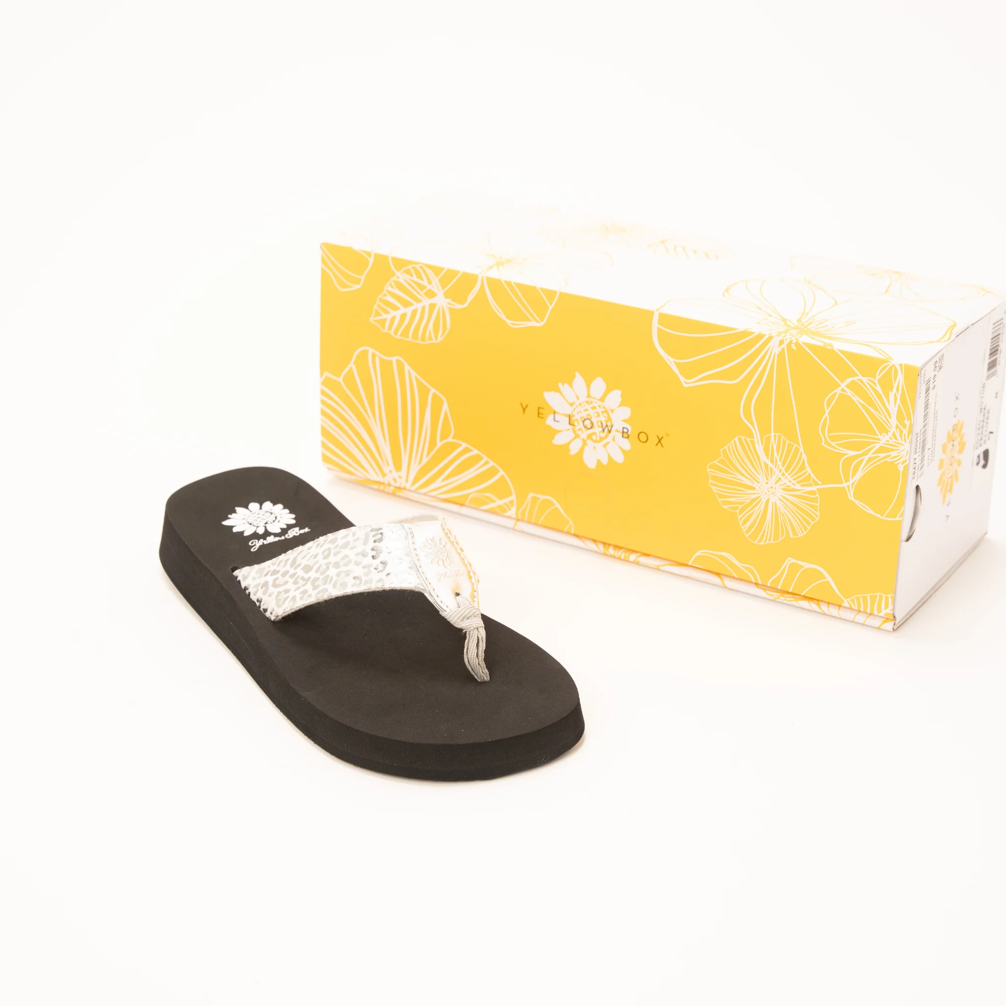 Women's Yellow Box White and Silver Cheetah Print Flip Flops 60340-FERRARA - Image 2