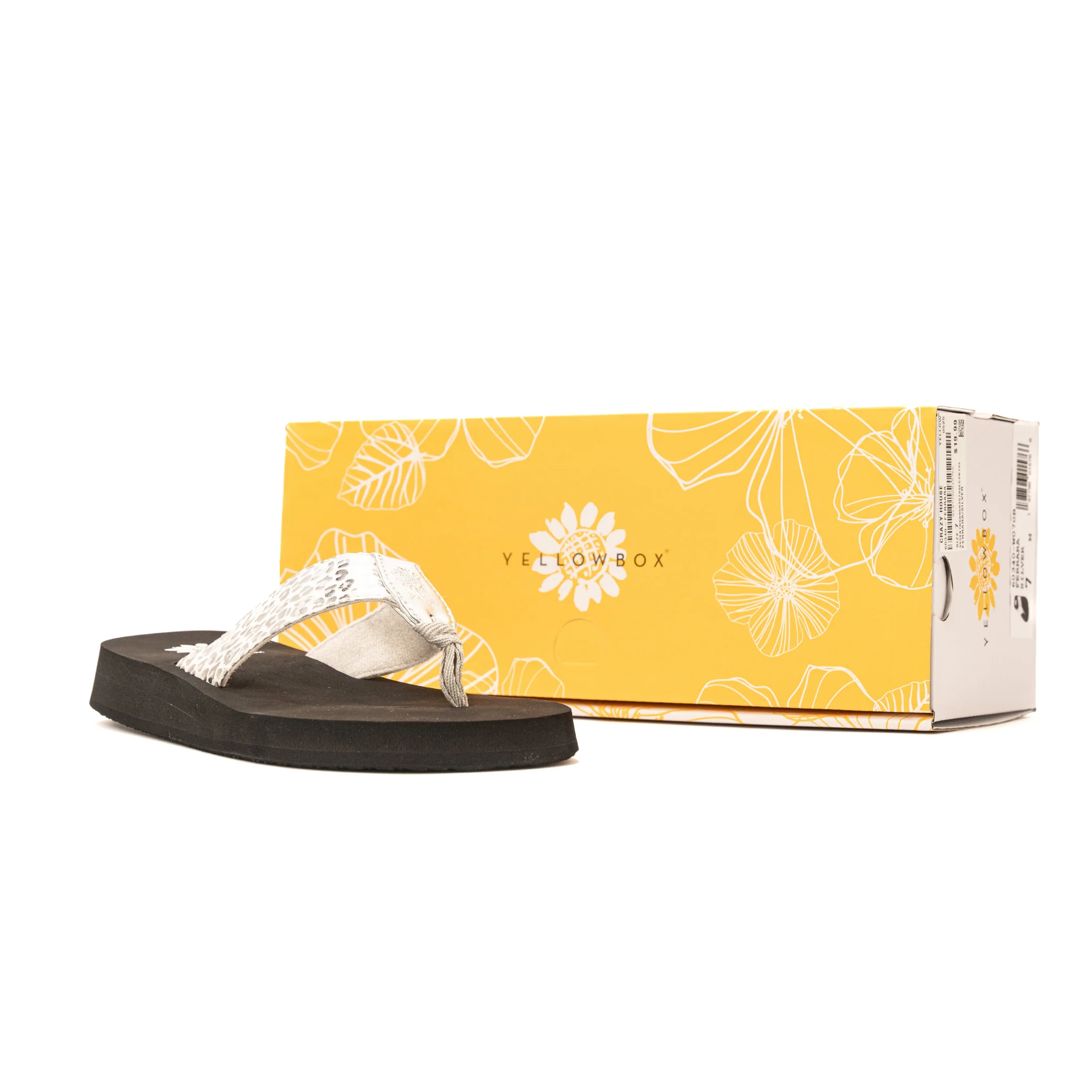 Women's Yellow Box White and Silver Cheetah Print Flip Flops 60340-FERRARA - Image 4